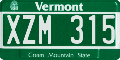 VT license plate XZM315