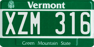 VT license plate XZM316