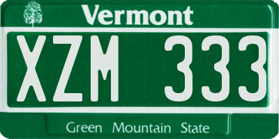 VT license plate XZM333