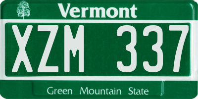 VT license plate XZM337