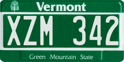 VT license plate XZM342