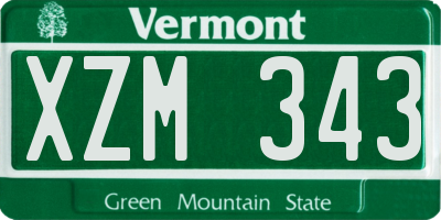 VT license plate XZM343