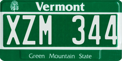 VT license plate XZM344