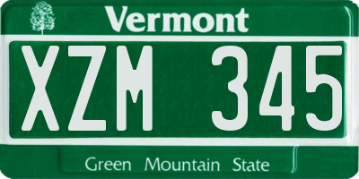 VT license plate XZM345