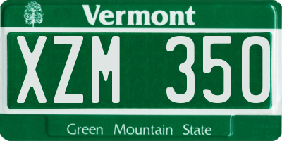 VT license plate XZM350