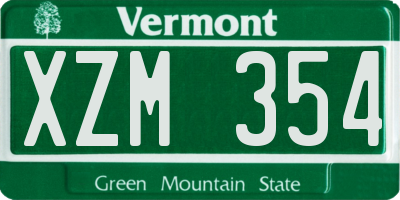 VT license plate XZM354