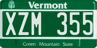 VT license plate XZM355