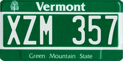 VT license plate XZM357