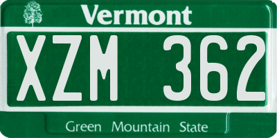 VT license plate XZM362