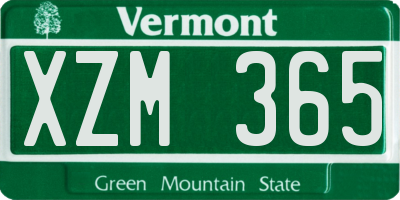 VT license plate XZM365