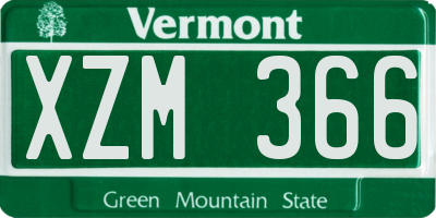 VT license plate XZM366