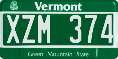 VT license plate XZM374