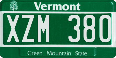 VT license plate XZM380