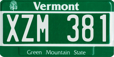 VT license plate XZM381