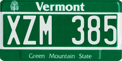 VT license plate XZM385