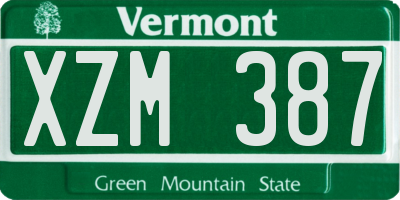 VT license plate XZM387