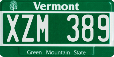 VT license plate XZM389