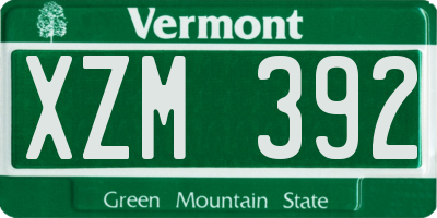 VT license plate XZM392