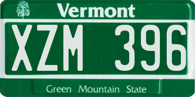 VT license plate XZM396