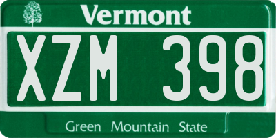 VT license plate XZM398