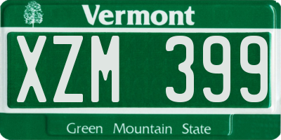 VT license plate XZM399