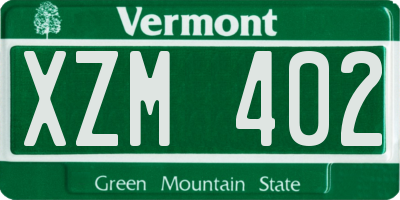 VT license plate XZM402