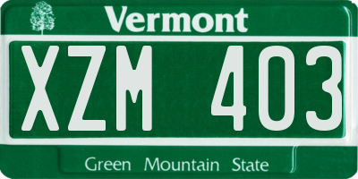 VT license plate XZM403
