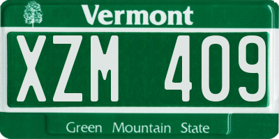 VT license plate XZM409