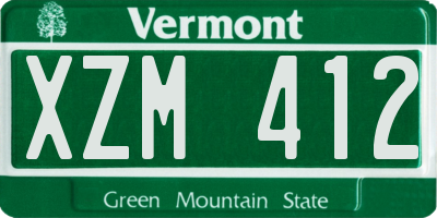 VT license plate XZM412