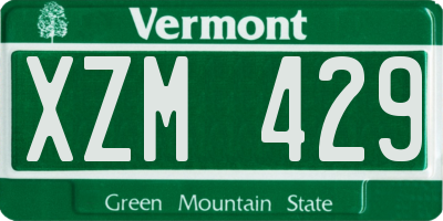 VT license plate XZM429