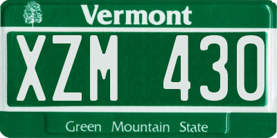VT license plate XZM430