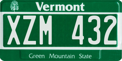 VT license plate XZM432