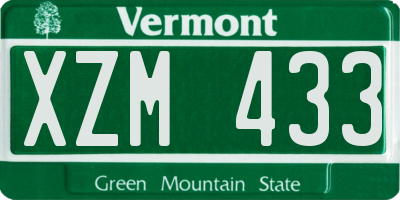 VT license plate XZM433
