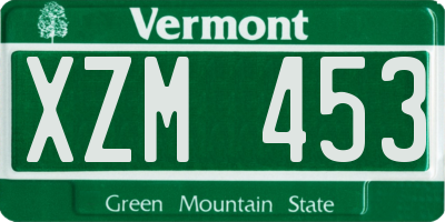 VT license plate XZM453