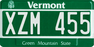 VT license plate XZM455