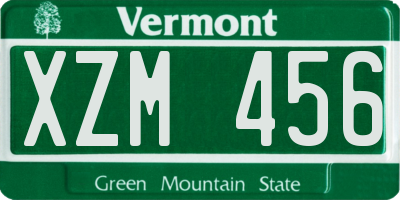 VT license plate XZM456