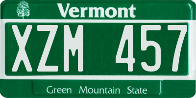 VT license plate XZM457