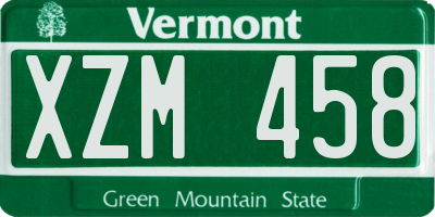 VT license plate XZM458