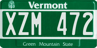 VT license plate XZM472
