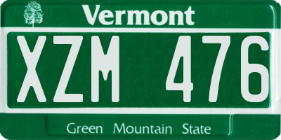 VT license plate XZM476