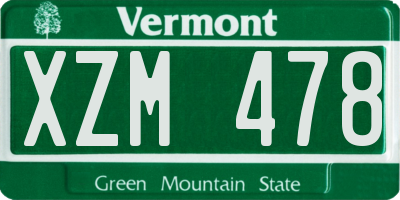 VT license plate XZM478