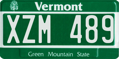 VT license plate XZM489