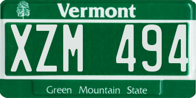 VT license plate XZM494
