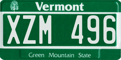 VT license plate XZM496