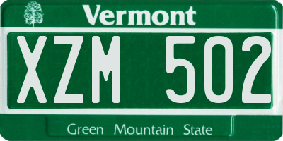 VT license plate XZM502