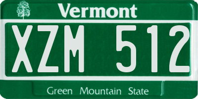 VT license plate XZM512