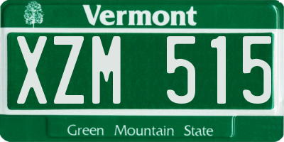 VT license plate XZM515