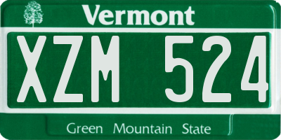 VT license plate XZM524