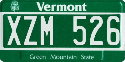 VT license plate XZM526