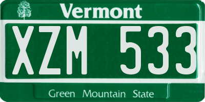 VT license plate XZM533